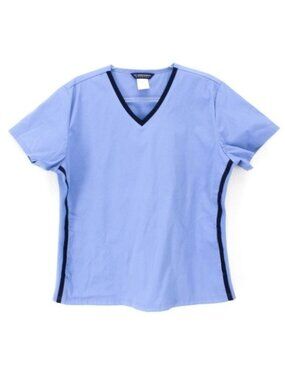 Nu Dimension Navy Trimmed Blue Medical Scrub Top